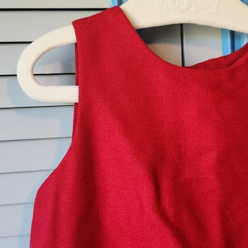 Jacadi Paris Red Wool Plaid Pleated Dress